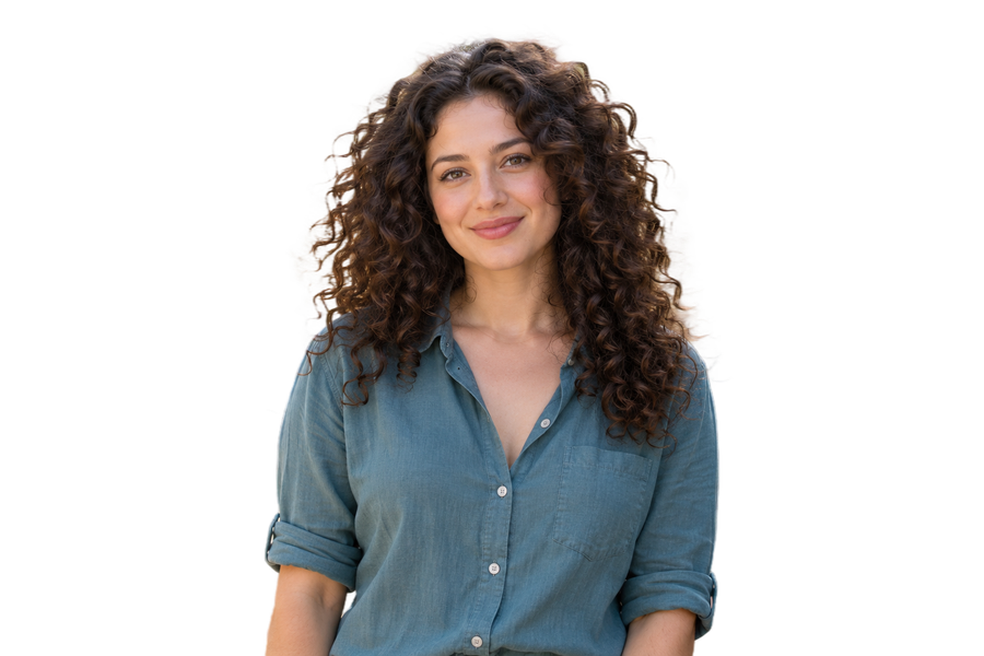 Curly portrait, background removed